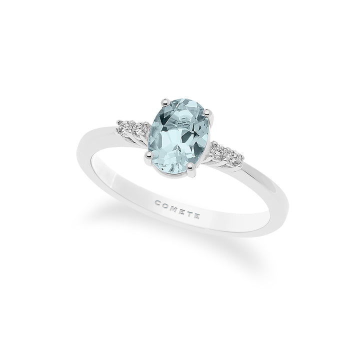 Comete guldring med diamanter og oval akvamarin ANQ296