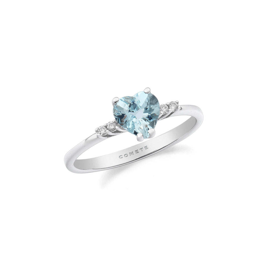 Comete Anello in Oro 750‰, Diamanti e Acquamarina cuore ANQ341