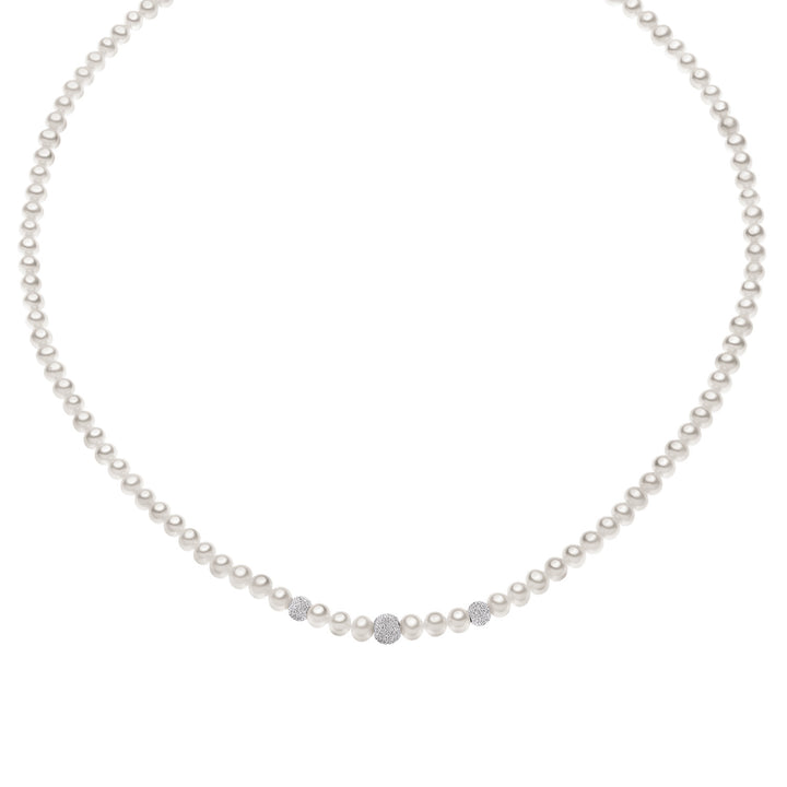 Colar Comete Pérolas de Água Doce em Esferas de Ouro e Diamante FWQ195B