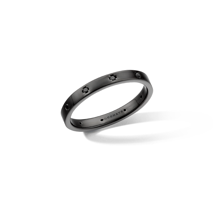 Comete-Ring aus 925‰ Rutheniumsilber, schwarze Zirkone UAN131M16