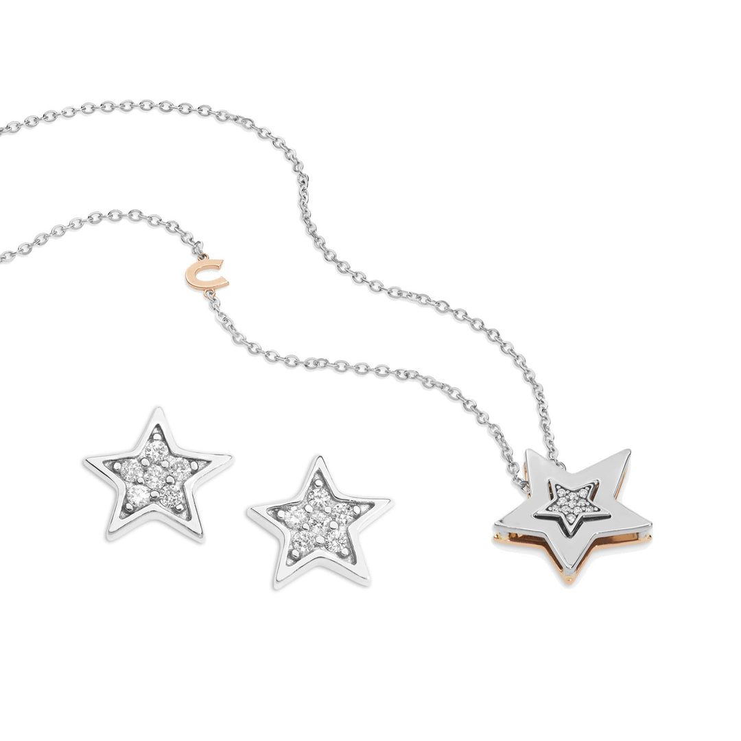 Comete Orecchini con Collana in Oro bianco e rosè con i Diamanti KIT1447920