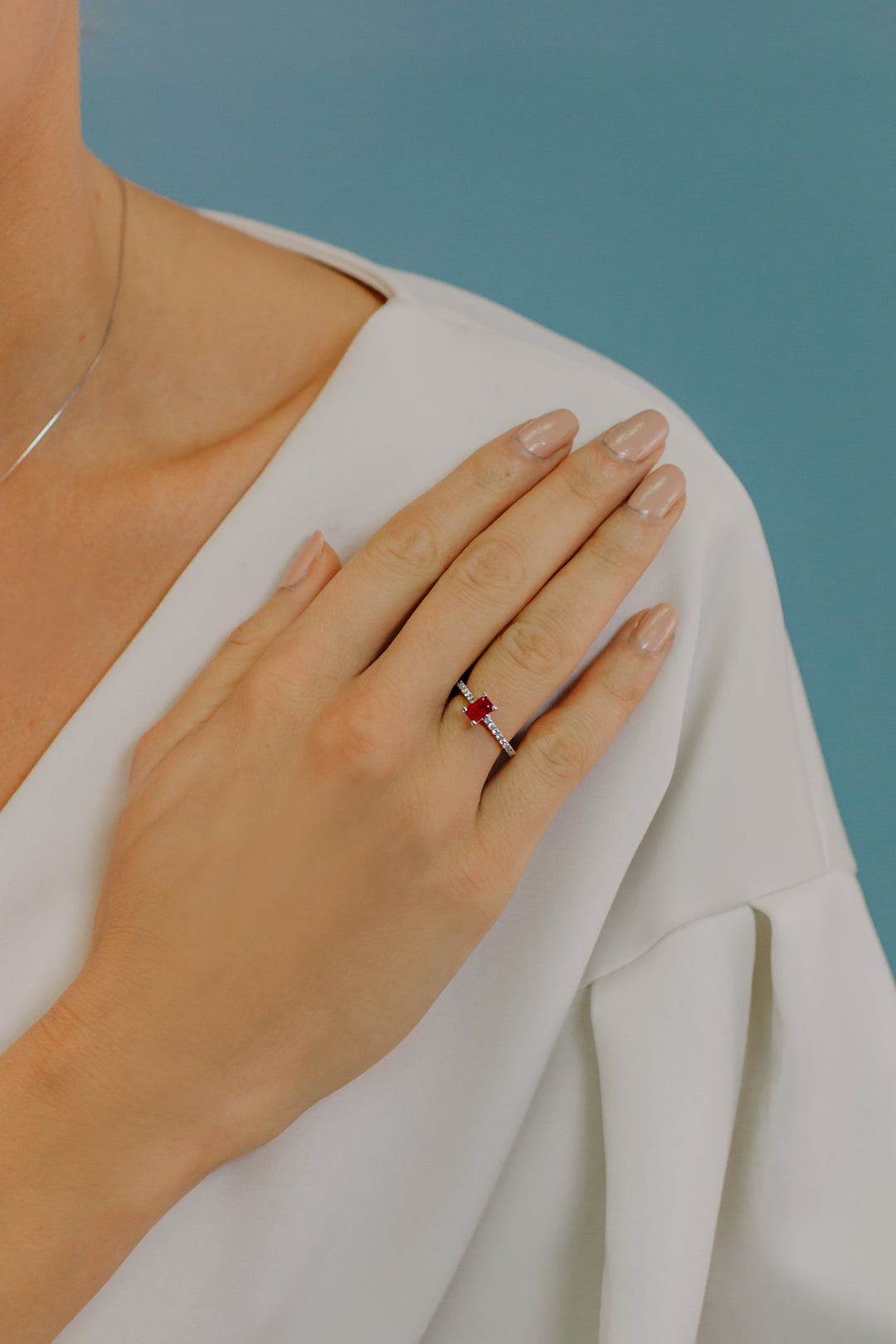 Anel Comete Ouro com Diamantes e Rubi ANB2566