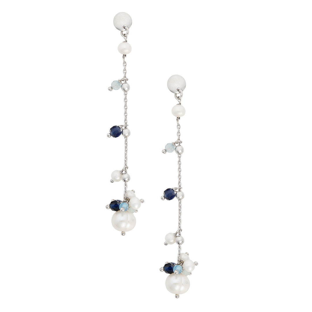 Comete Orecchini Argento 925‰ con Acquamarina, pietre blu e Perle acquadolce ORA221
