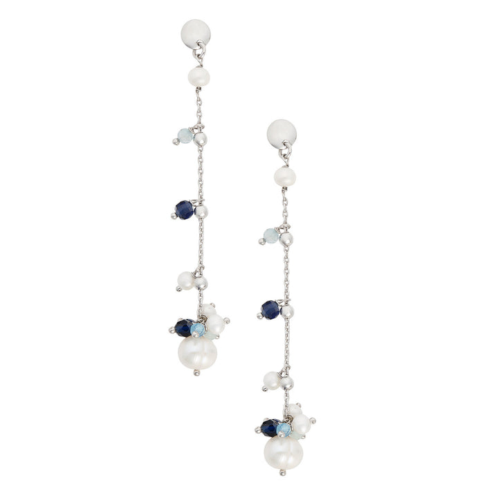 Comete Orecchini Argento 925‰ con Acquamarina, pietre blu e Perle acquadolce ORA221