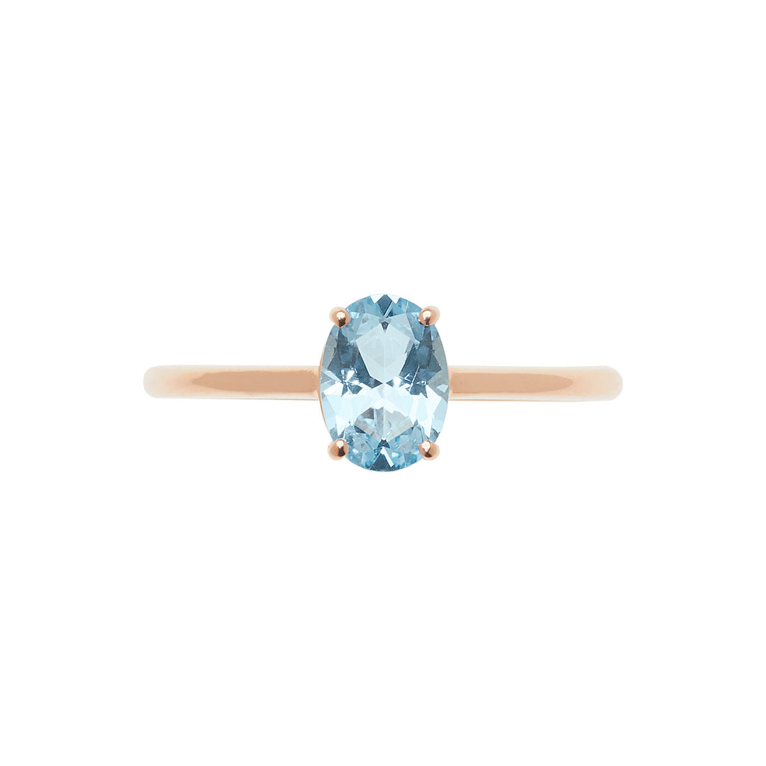 Comete Roségoldring mit ovalem Blautopas ANB2679