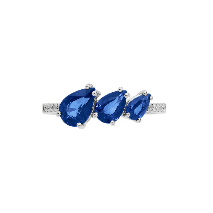 Comete-Goldring mit Diamant- und Saphirtropfen ANB2637