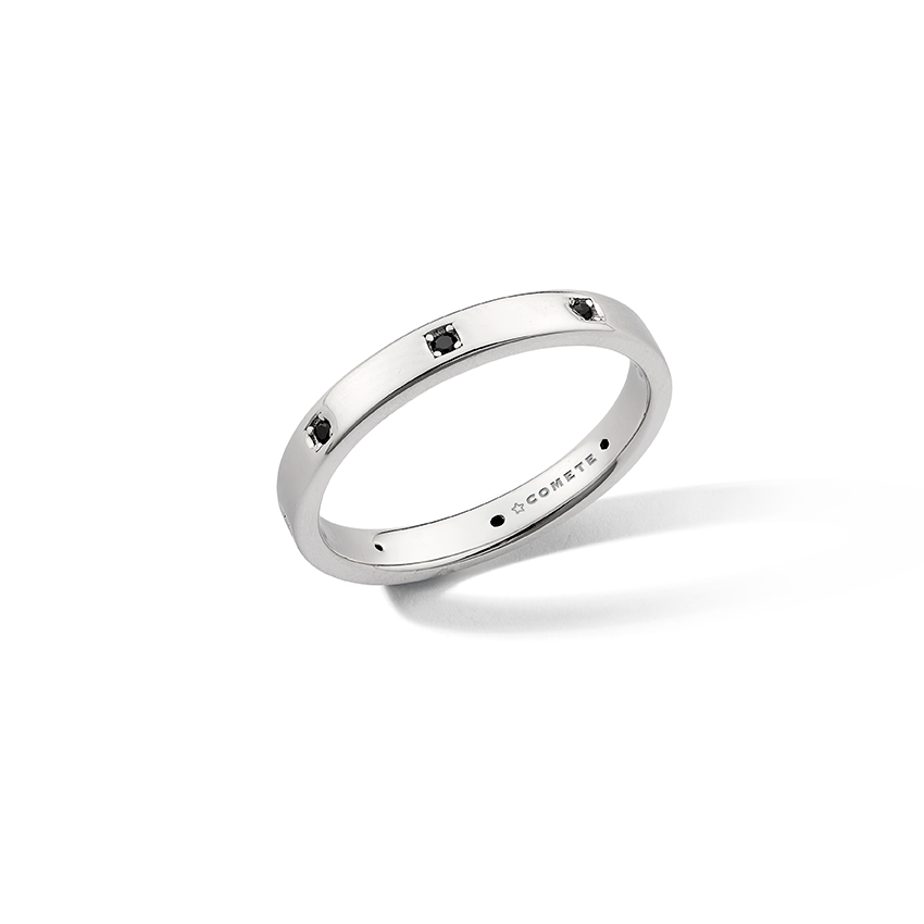 Comete-Ring aus rhodiniertem 925‰-Silber, schwarze Zirkone UAN132M9
