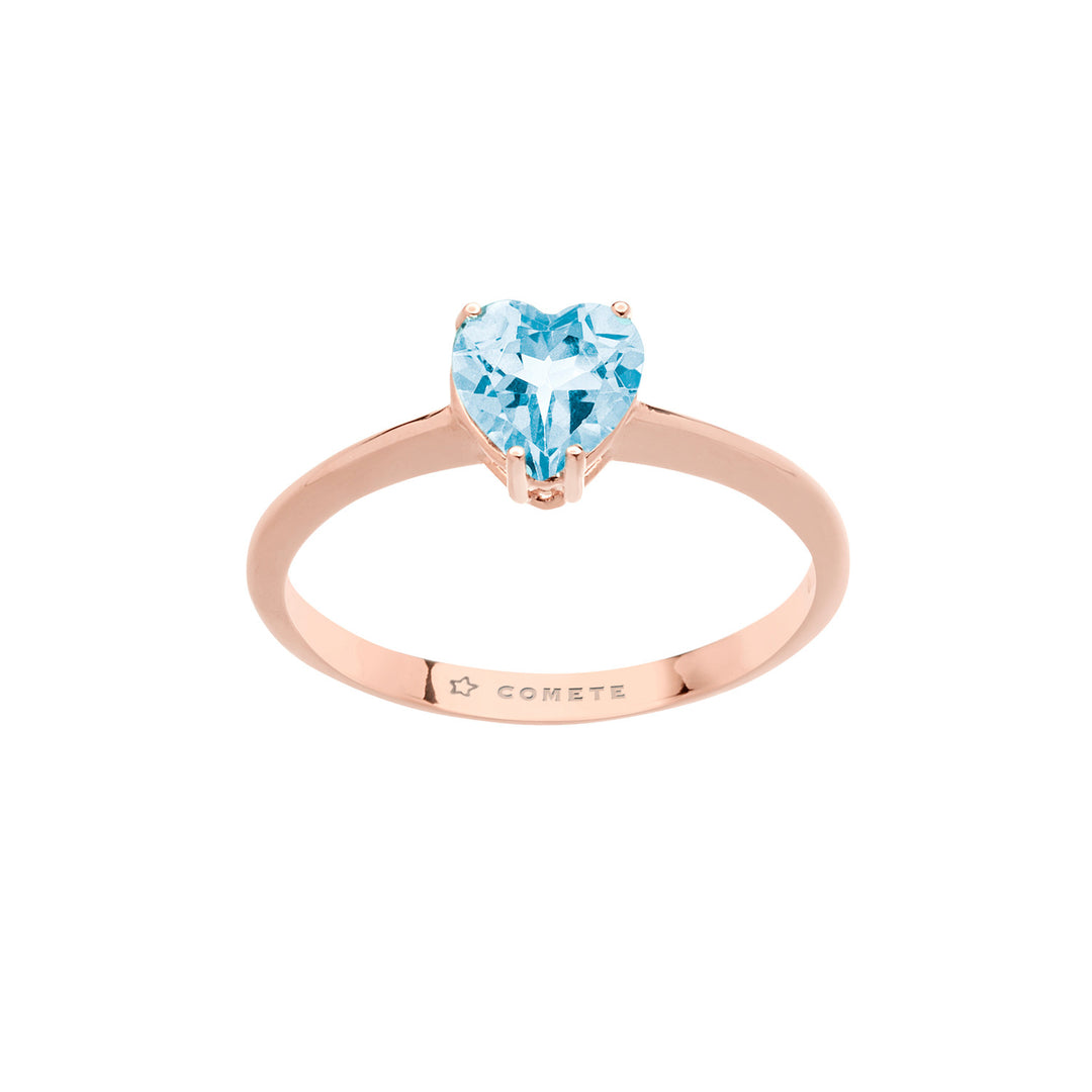 Comete Ring i rosa guld og hjerteformet blå topas ANB2544
