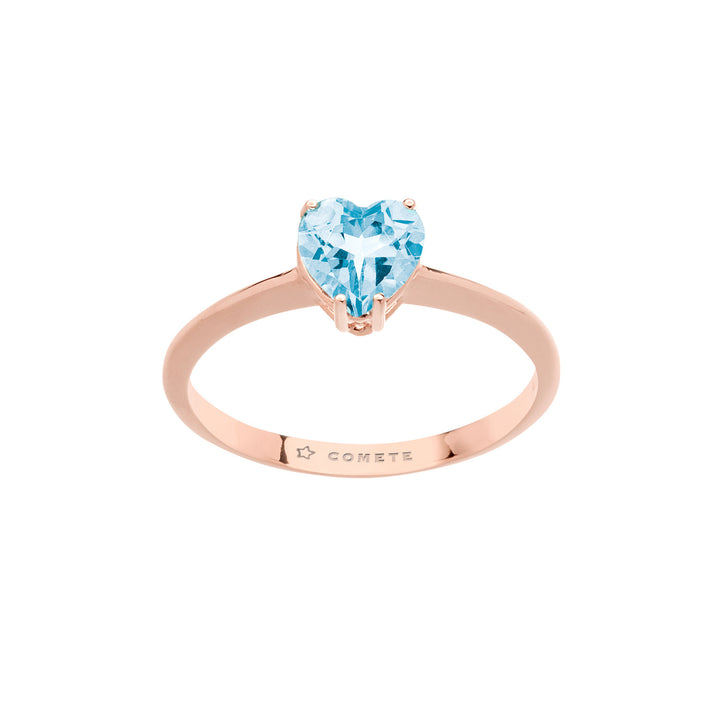Comete Ring i rosa guld og hjerteformet blå topas ANB2544