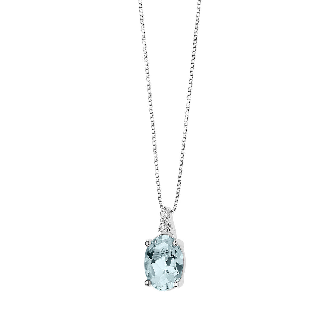 Colar Comete em Ouro com Diamantes e Água Marinha Oval GLQ267