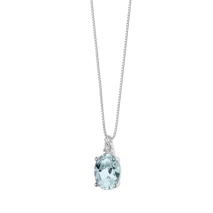 Colar Comete em Ouro com Diamantes e Água Marinha Oval GLQ267