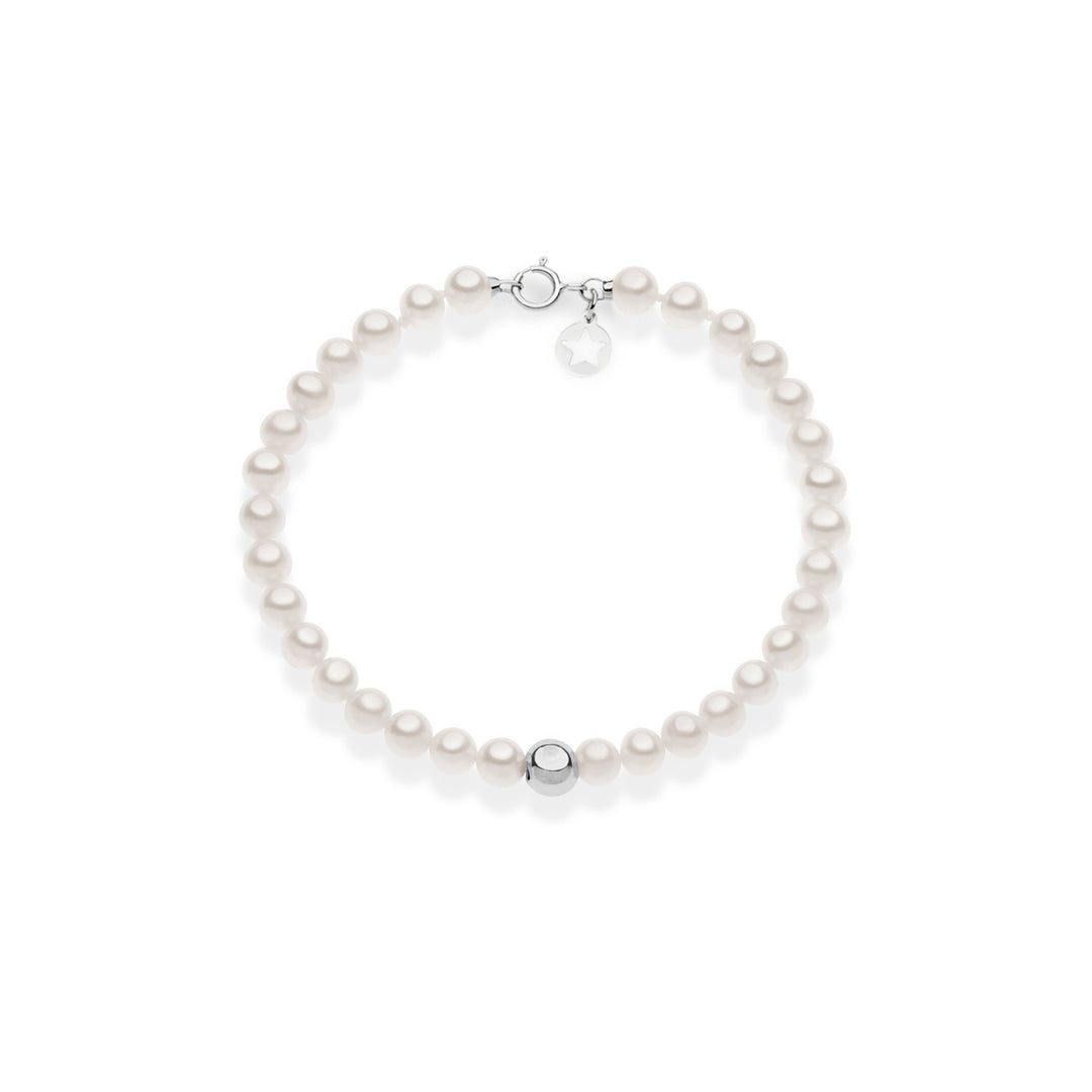 Comete Bracciale di perle e sfera in oro bianco 375‰ KBRQ264B