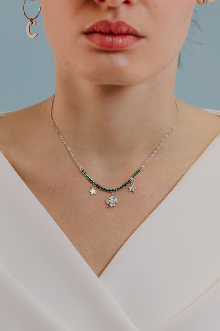 Comete Tennis Choker ezüst Cloverleaf GLA256 színben