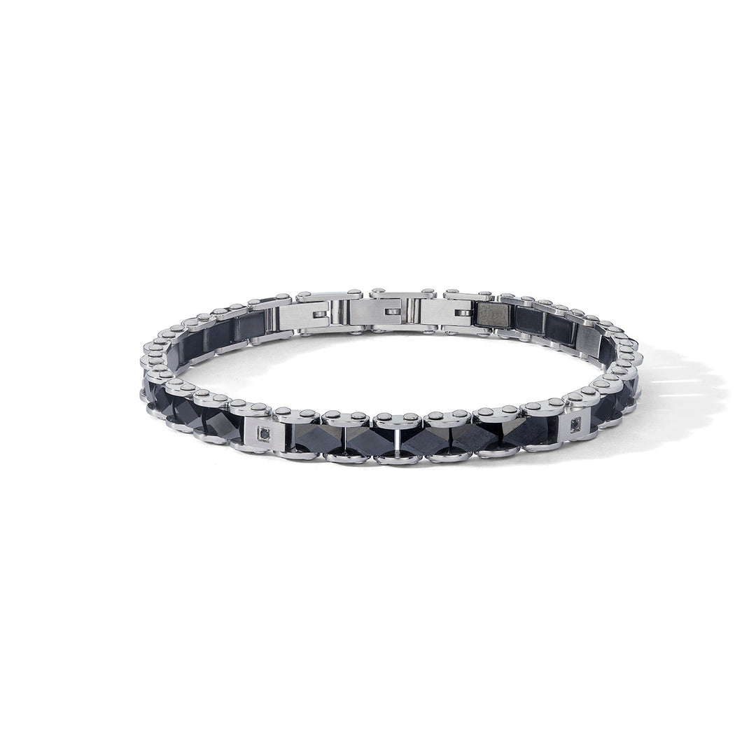Comete Bracciale Acciaio con ceramica e zirconi neri UBR1250