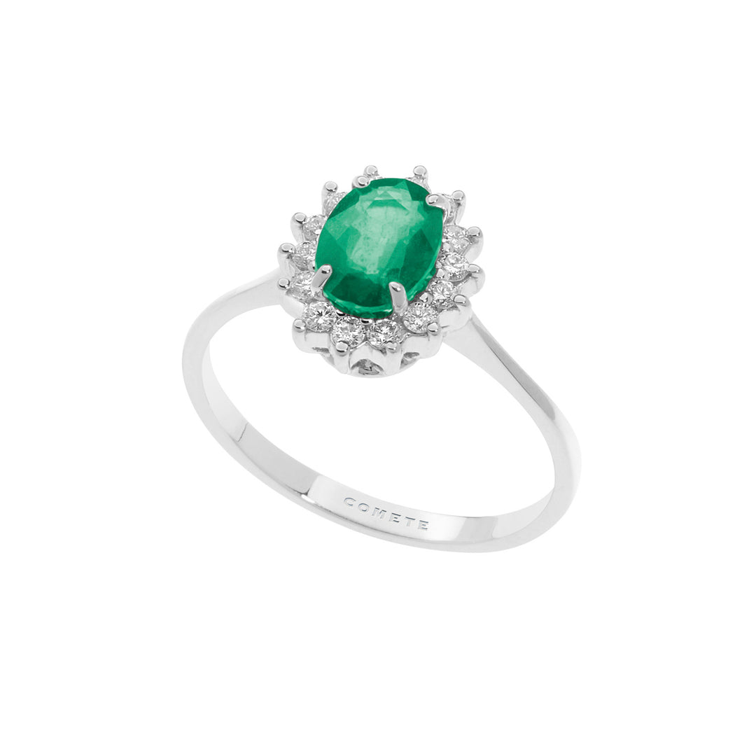Comete Anello in Oro Diamanti e Smeraldo ovale ANB2571S3