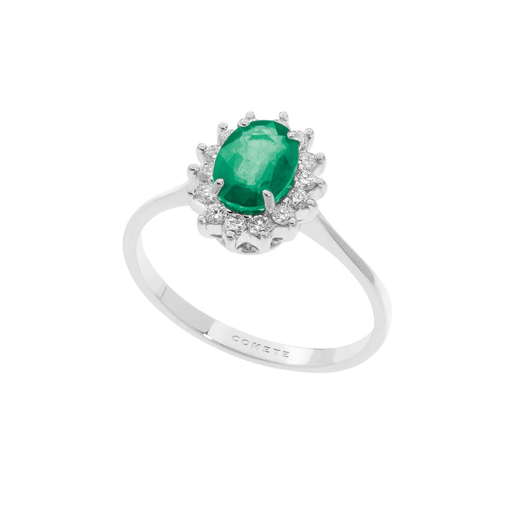 Comete Anello in Oro Diamanti e Smeraldo ovale ANB2571S3
