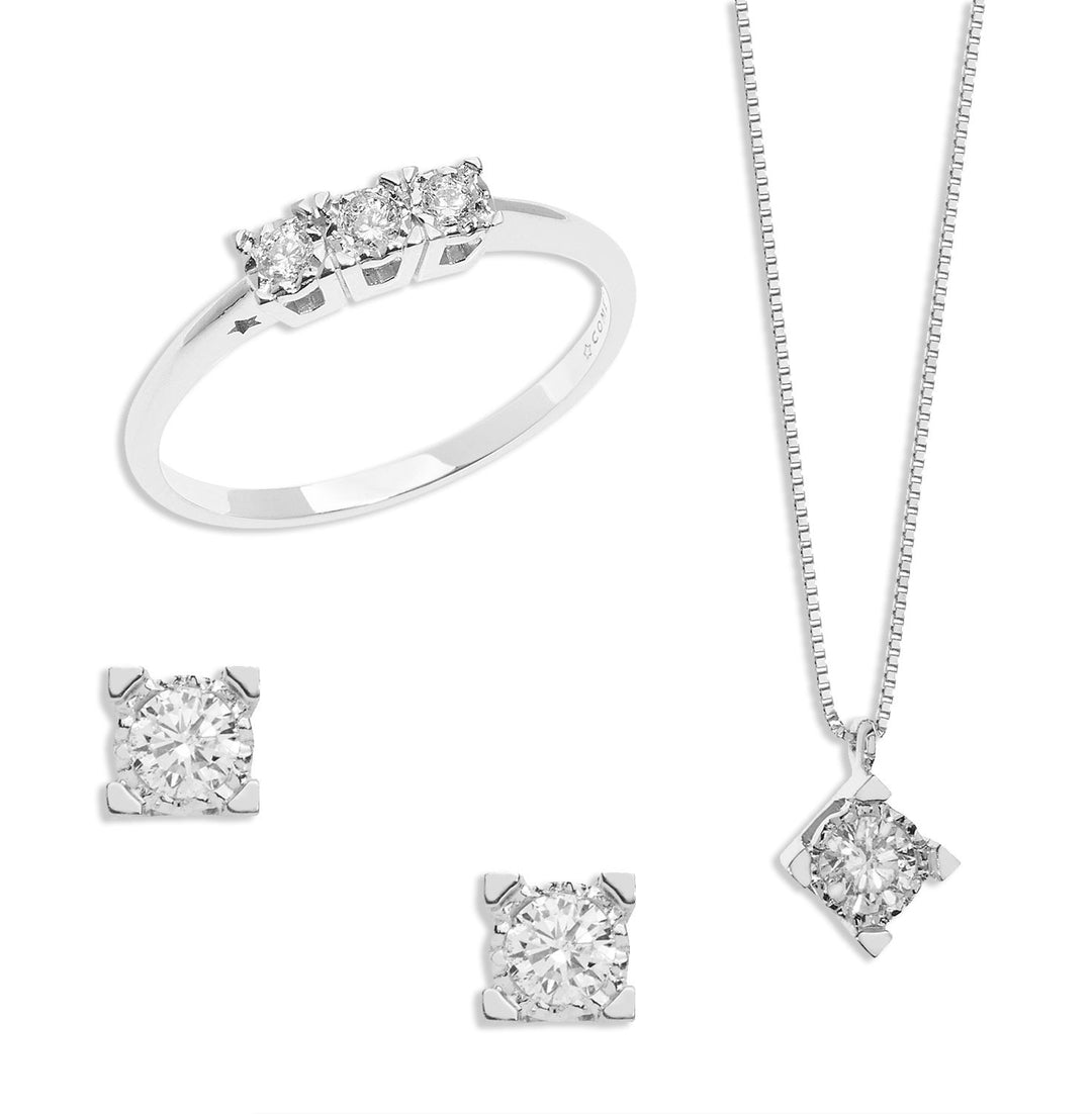 Comete Anello Trilogy, Collana e Orecchini in oro e Diamante KIT153726391006