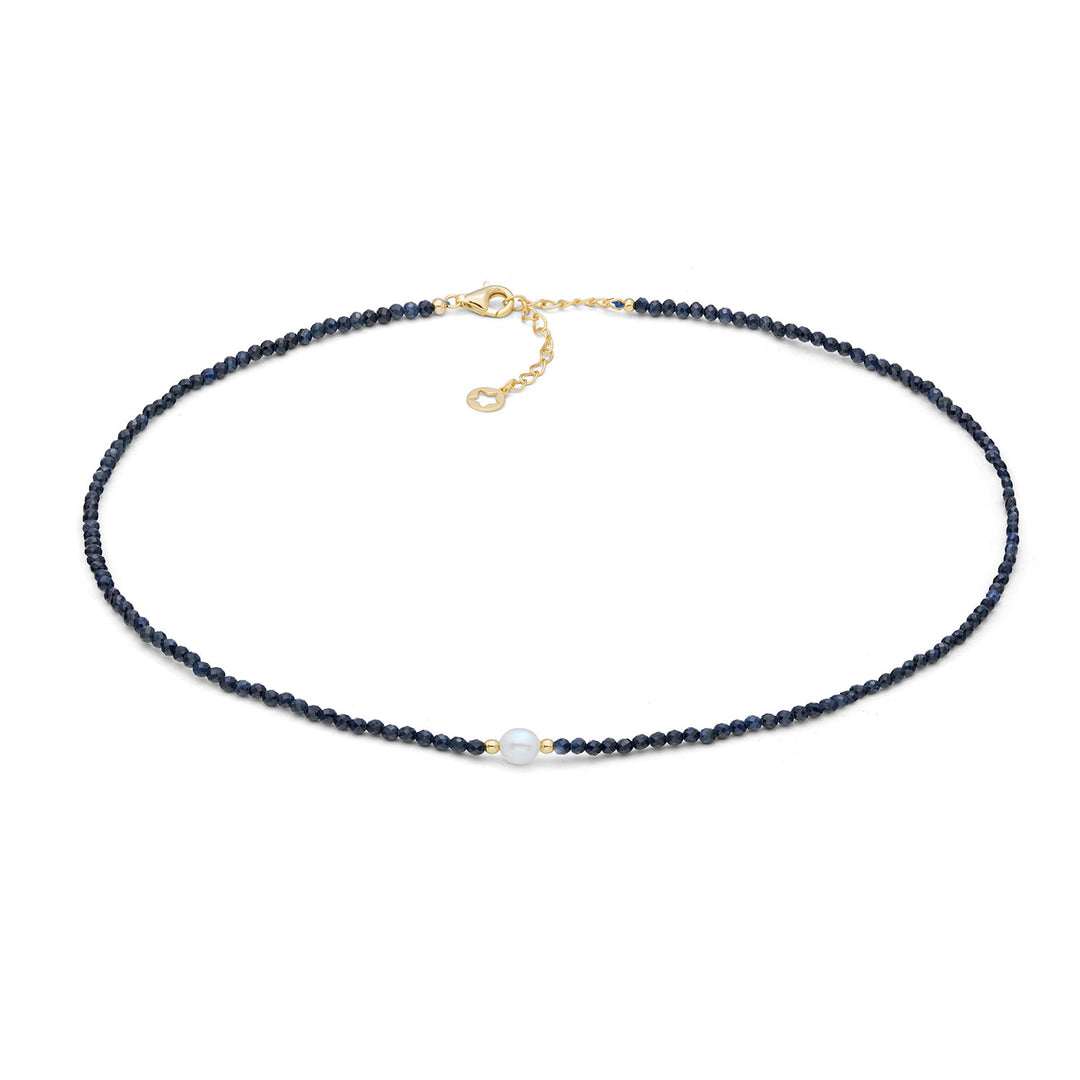 Comete Girocollo in argento 925‰ con zaffiro blu e perla GLA297