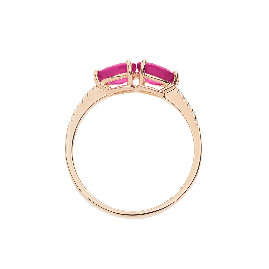 Comete-Ring aus Roségold mit Diamant- und Rubintropfen ANB2636