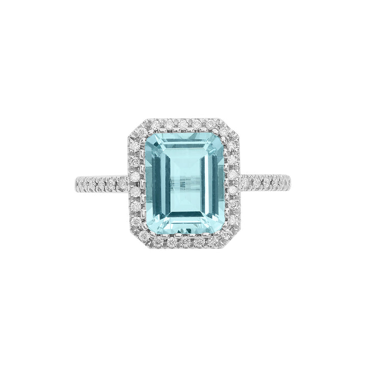 Comete-Goldring mit Diamanten und achteckigem Aquamarin ANQ339