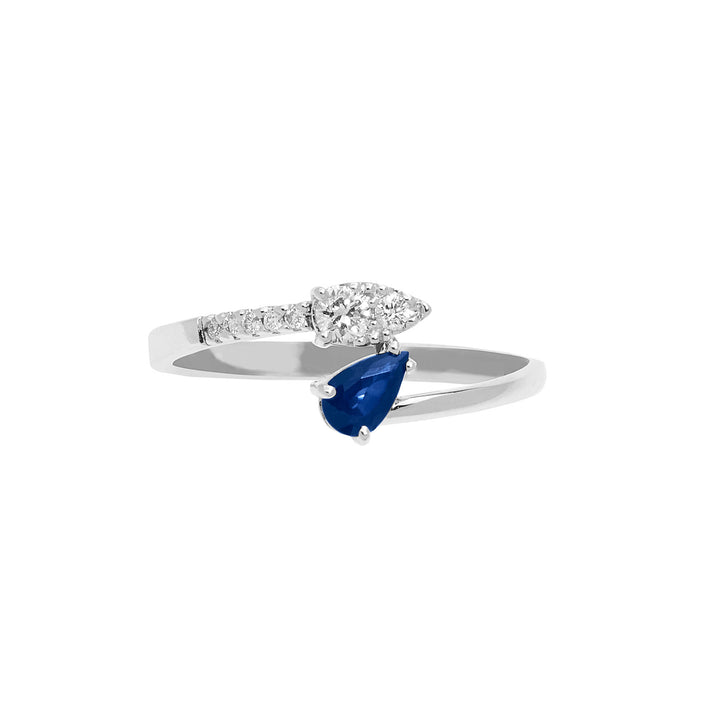 Comete Goldring mit Diamanten und Saphirtropfen ANB2631