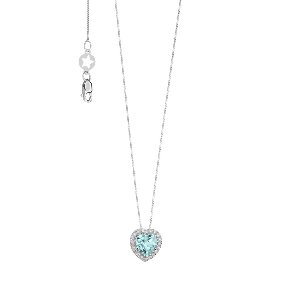 Comete Collana in Oro Diamanti e Acquamarina Cuore GLQ289