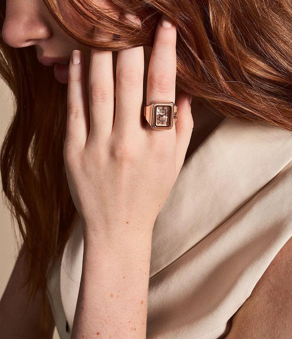 Fossil Raquel sormuskello 14mm ruusukulta kvartsiteräs PVD ruusukulta viimeistely ES5345 - Capodagli 1937