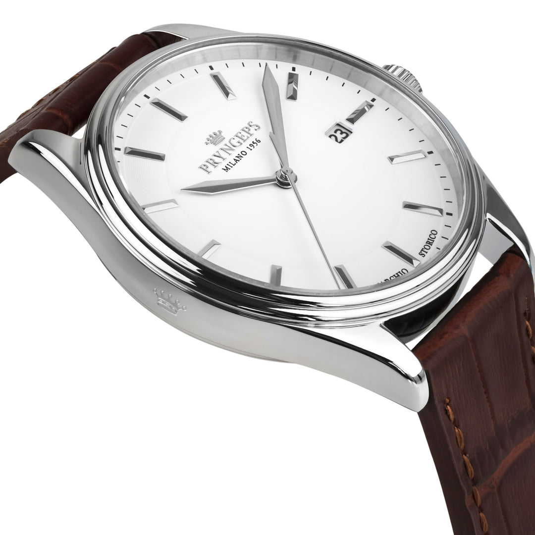 Pryngeps Slim Classic pánské hodinky 41mm bílá křemenná ocel A1214 BI