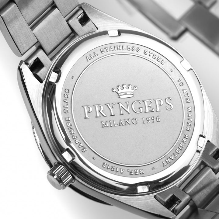 Pánské hodinky Pryngeps 41mm bílá ocel quartz A1212 BI