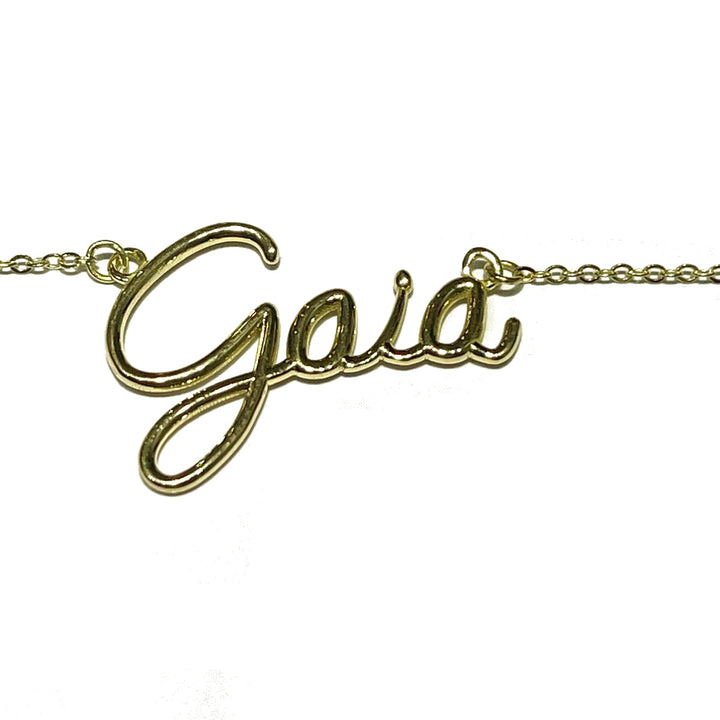 Chokerhalsband med trådnamn i 18kt guld