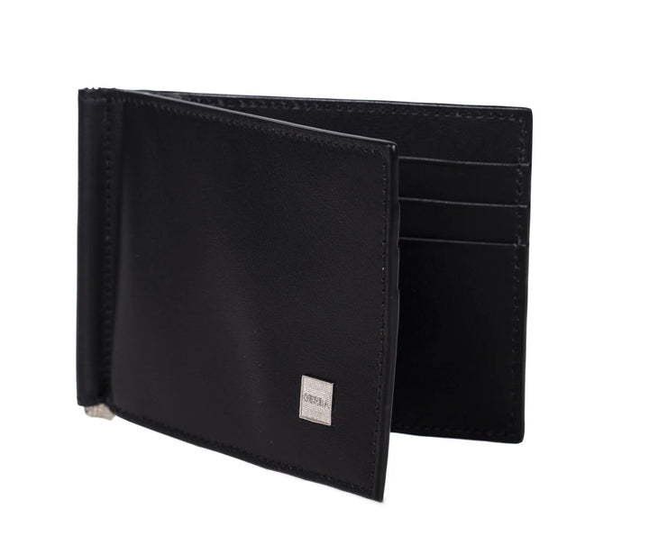 Gerba Porta euro in pieno fiore di vitello e logo Gerba in argento GB002 BLACK