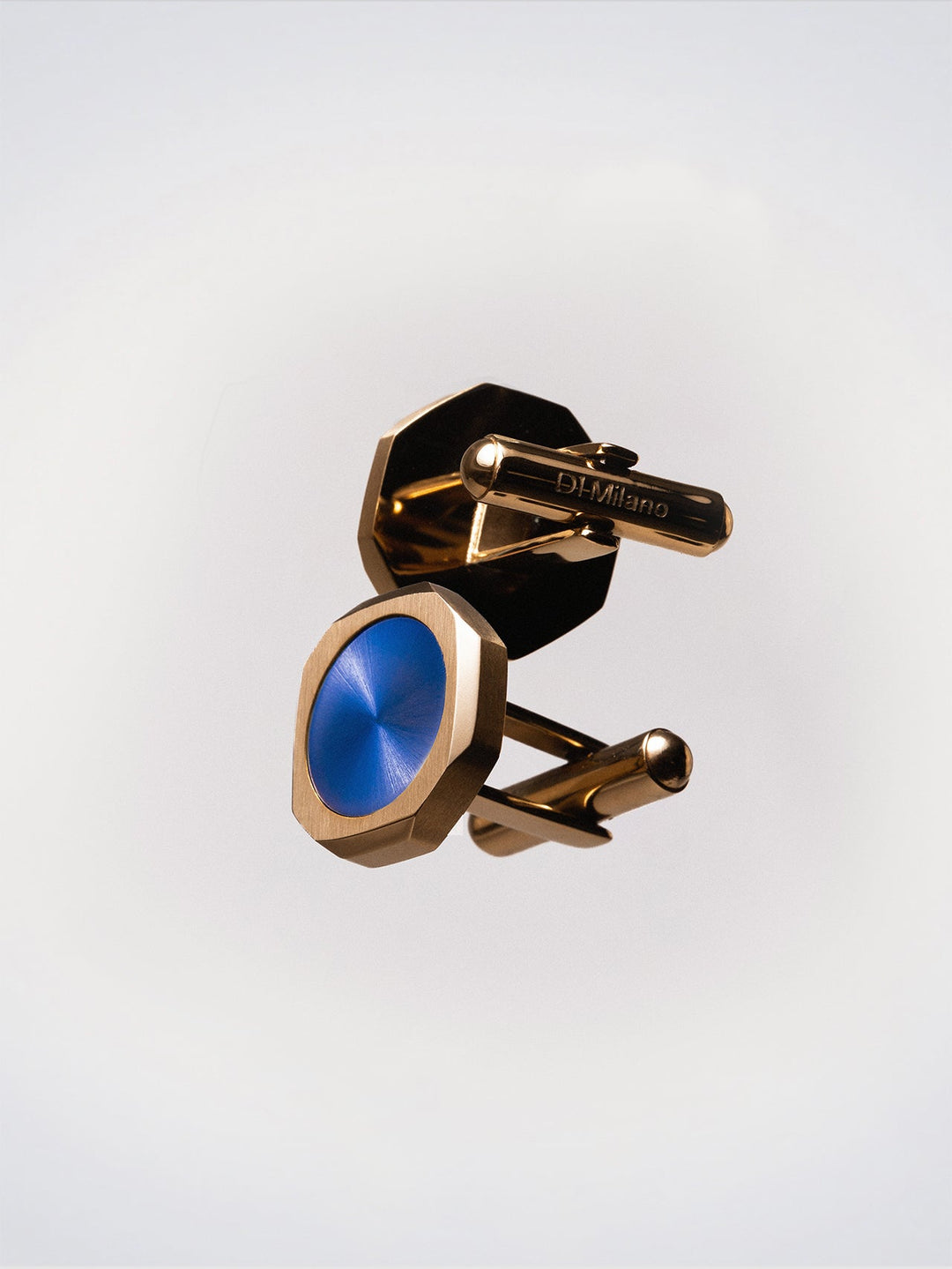 D1 Milano blauwe en gouden achthoekige manchetknopen D1-JWCLSU07