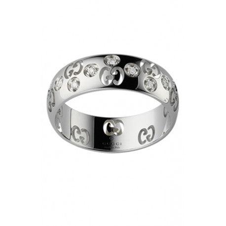 Gucci Icon Bold ring 18 karat hvidguld og diamanter str. 15 246484 J8540 9066