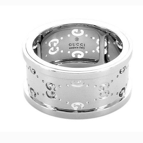 Gucci anello Icon Twirl GG oro bianco 18kt misura 13 201985 J8500 9000