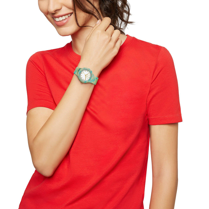 Reloj Hip Hop ENCAJE AMARILLO Y AZUL CLARO Colección Lace 32mm HWU1226 - Capodagli 1937