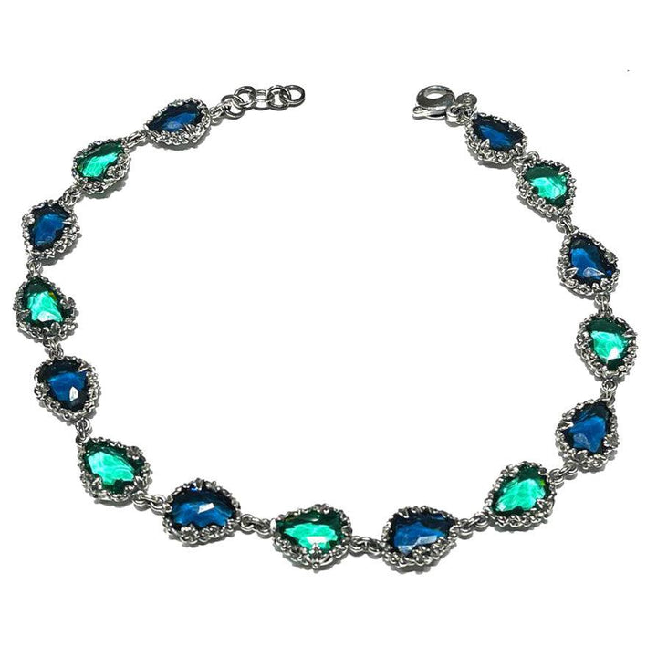 Le Jardin de Clorì halsband Blommor ovala 925 silver hydrotermiska kristaller FCP01-PARAIBA BLUE LONDON - Capodagli 1937