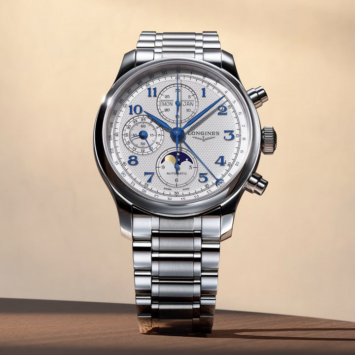 Longines óra Master Collection Chrono Moonphase 41mm ezüst automata acél L2.962.4.73.6
