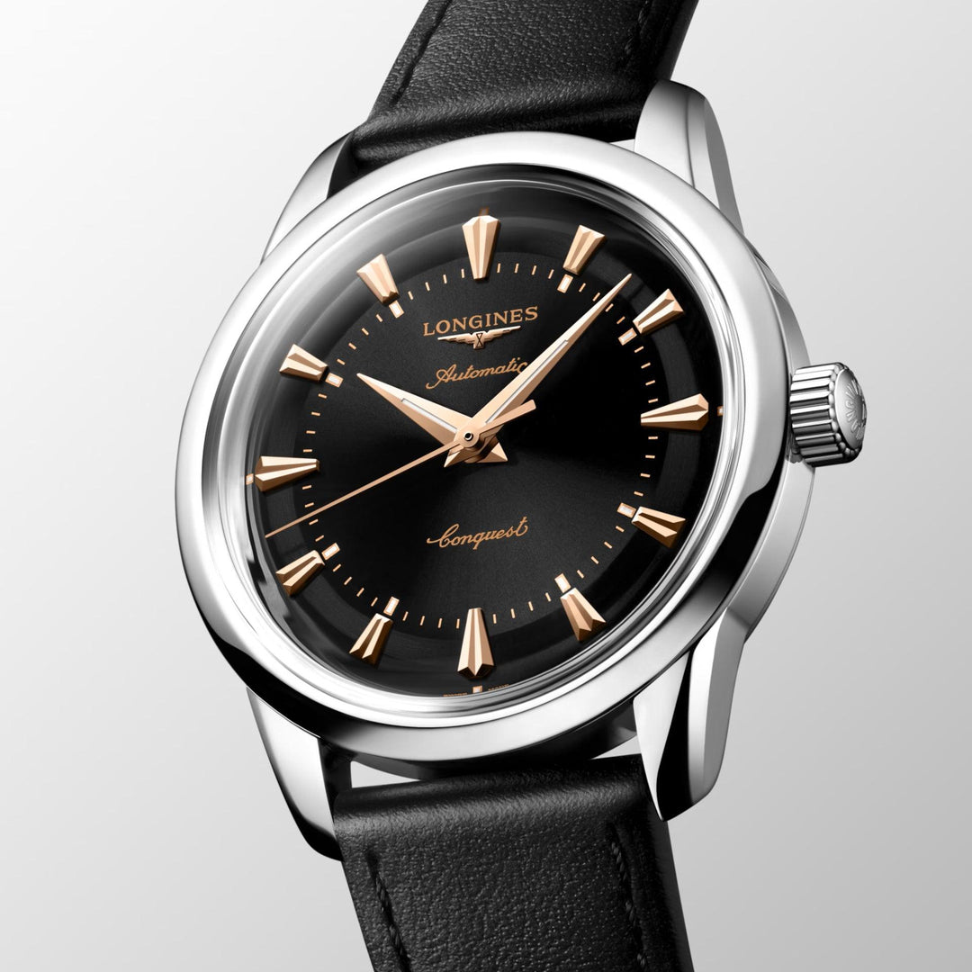 Longines Conquest Heritage 38mm svart automatisk stålklocka L1.649.4.52.2 - Capodagli 1937