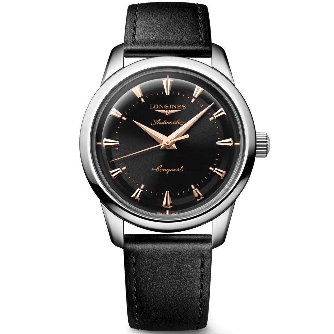 Longines Conquest Heritage 40 mm sort automatisk stålur L1.650.4.52.2 - Capodagli 1937