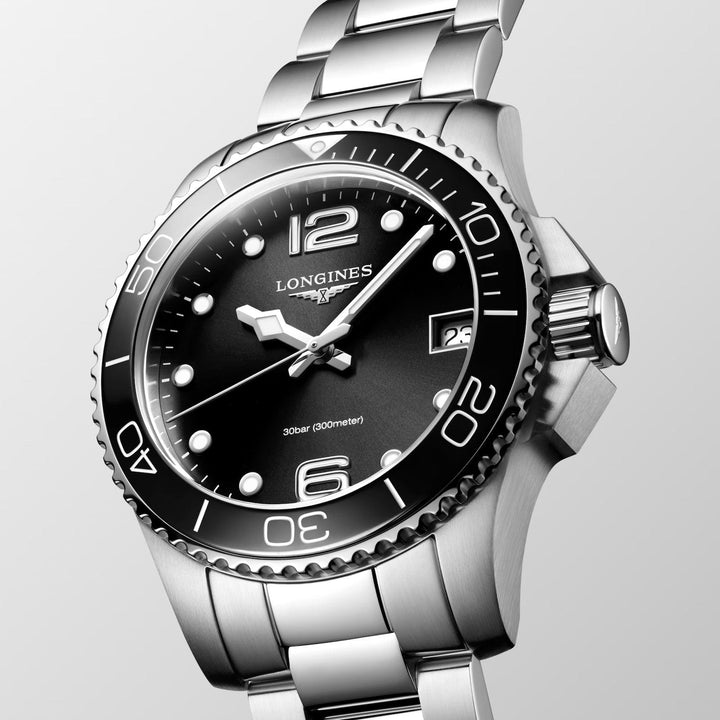 Longines Hydroconquest Uhr 32 mm schwarzer Quarzstahl L3.370.4.56.6 – Capodagli 1937