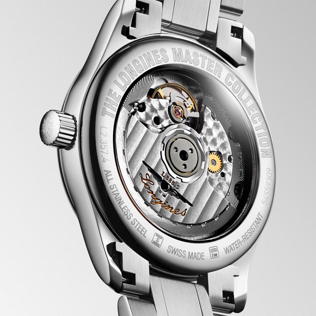 Longines hodinky Master Collection 34mm oranžové diamanty automatická ocel L2.357.4.08.6 - Capodagli 1937