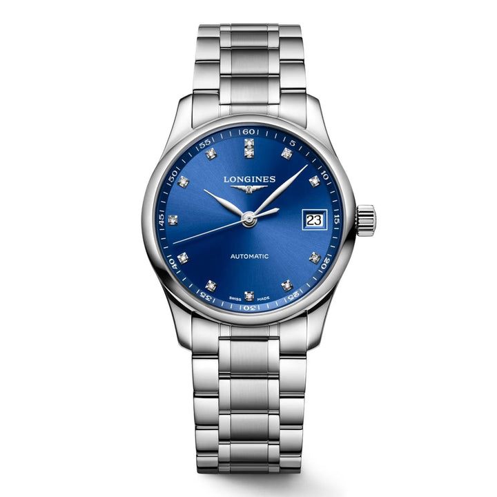 Hodinky Longines Master Collection 34mm modré diamanty automatická ocel L2.357.4.98.6 - Capodagli 1937