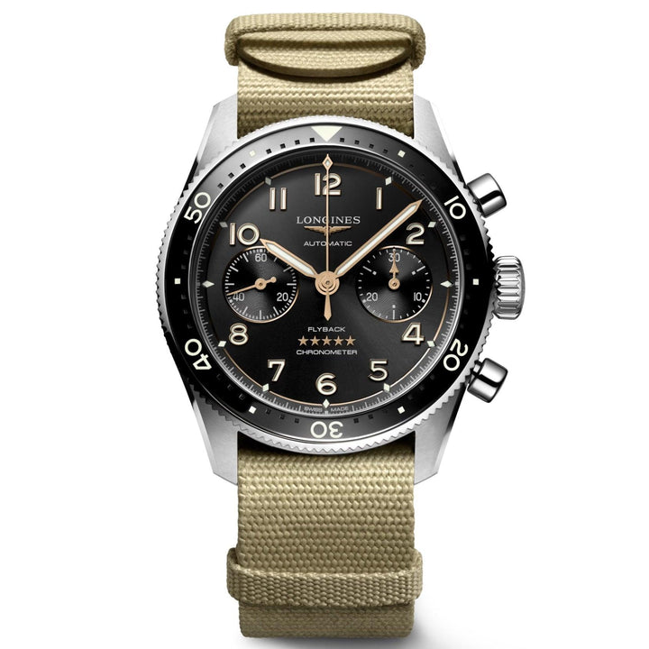 Longines ur Spirit Flyback 42mm sort automatisk stål L3.821.4.53.9 - Capodagli 1937