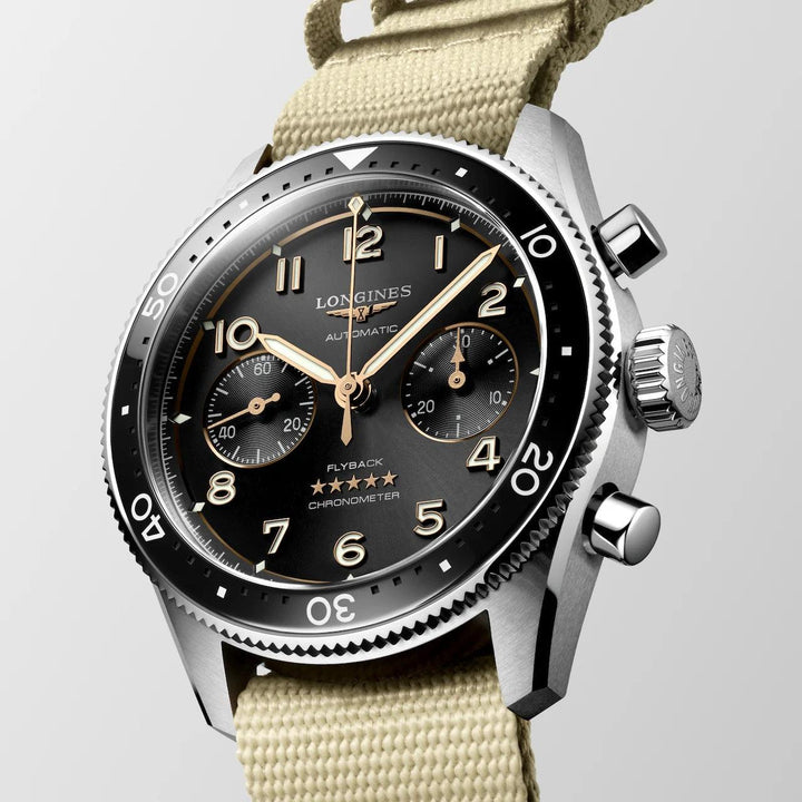 Longines ur Spirit Flyback 42mm sort automatisk stål L3.821.4.53.9 - Capodagli 1937