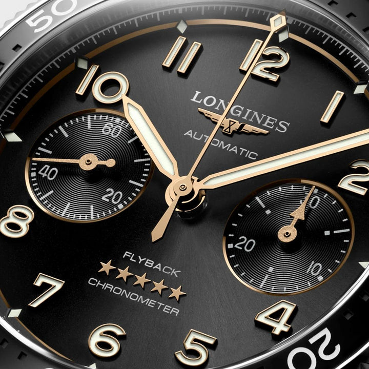 Longines ur Spirit Flyback 42mm sort automatisk stål L3.821.4.53.9 - Capodagli 1937