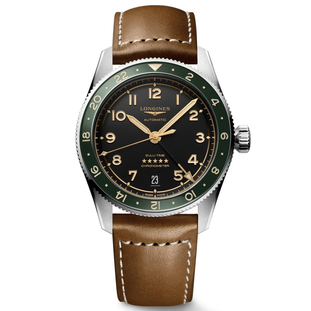 Longines ur Spirit Zulu Time 39mm antracit automatisk stål L3.802.4.63.2 - Capodagli 1937