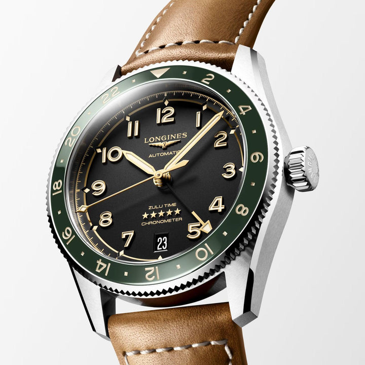 Longines ur Spirit Zulu Time 39mm antracit automatisk stål L3.802.4.63.2 - Capodagli 1937