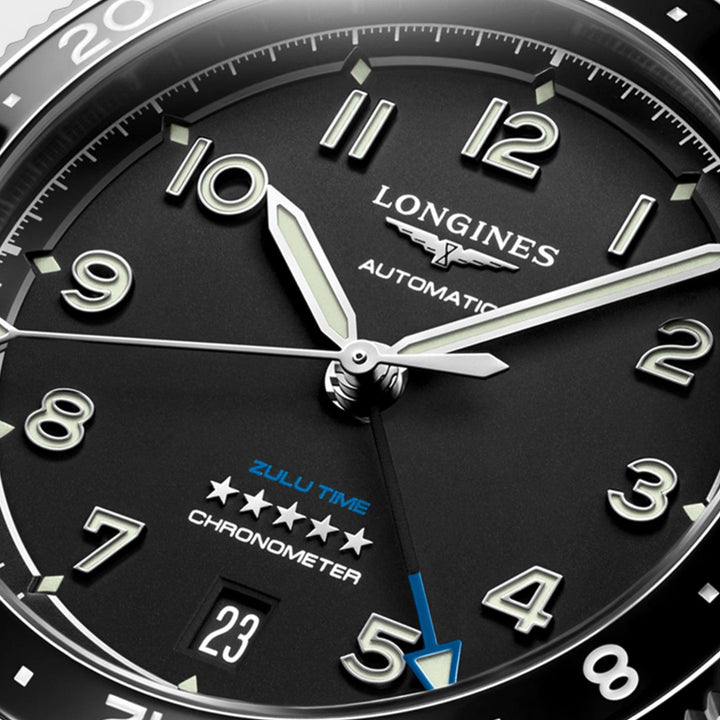 Longines ur Spirit Zulu Time 39mm sort automatisk stål L3.802.4.53.6 - Capodagli 1937