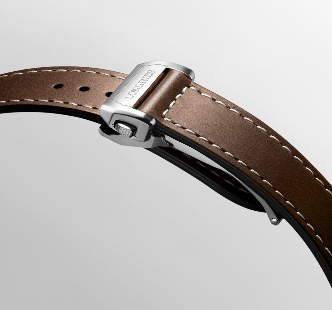 Longines orologio Spirit Flyback 42mm marrone automatico acciaio e oro rosa 18kt L3.821.5.59.2