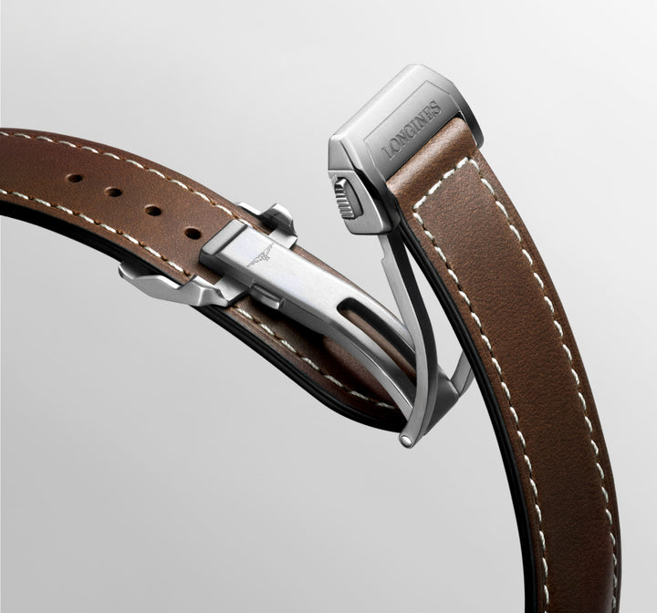 Longines orologio Spirit Flyback 42mm marrone automatico acciaio e oro rosa 18kt L3.821.5.59.2